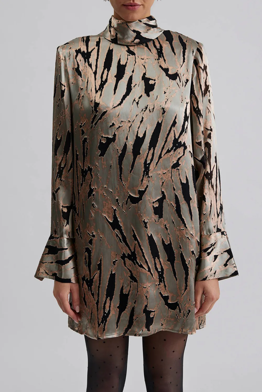 Abstract Print Silk Blend Mini Dress