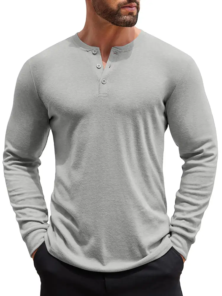 Fashion Lightweight Pullover Henley Shirt Hoodie