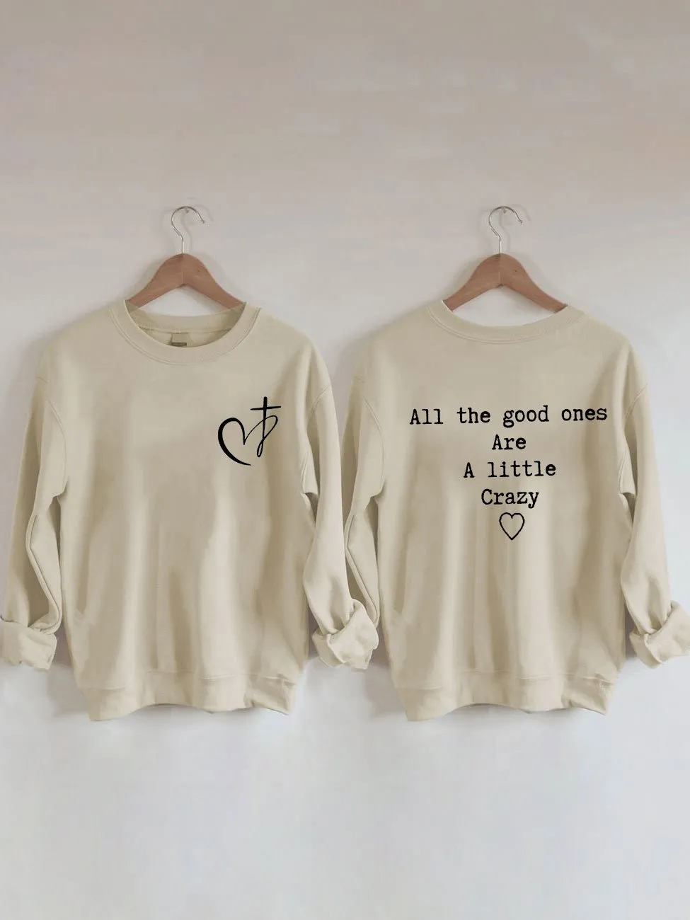 Women's Heart Cross Christian Jesus Has My Back Print Sweatshirt