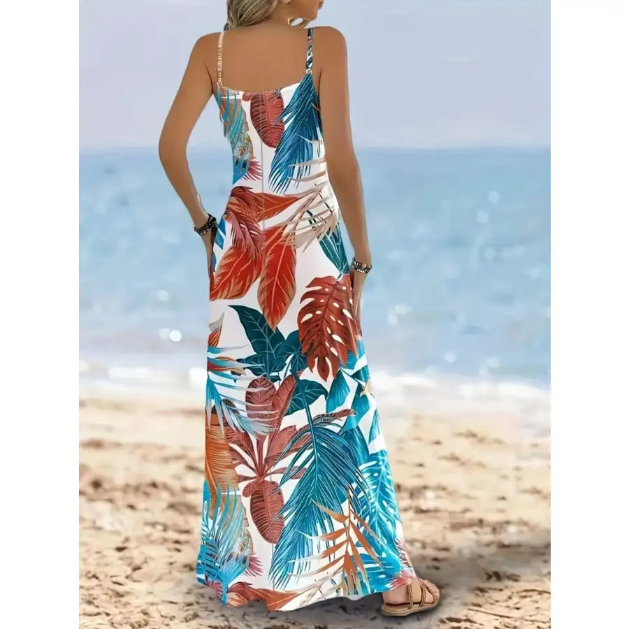Printed Scoop Neck Maxi Cami Dress