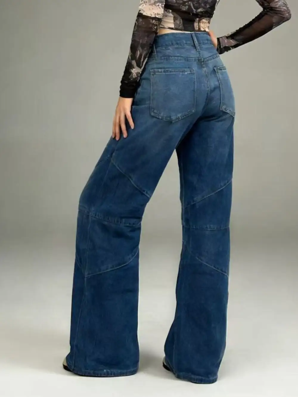 Sharp Wide Leg Denim Jeans