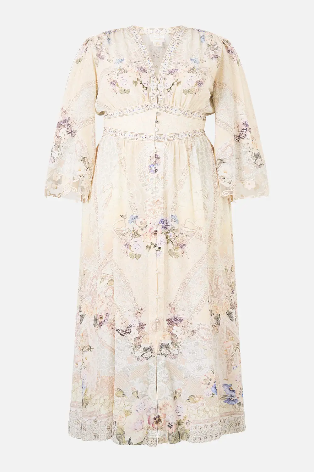 Wide Sleeve Dress with Shirring Detail