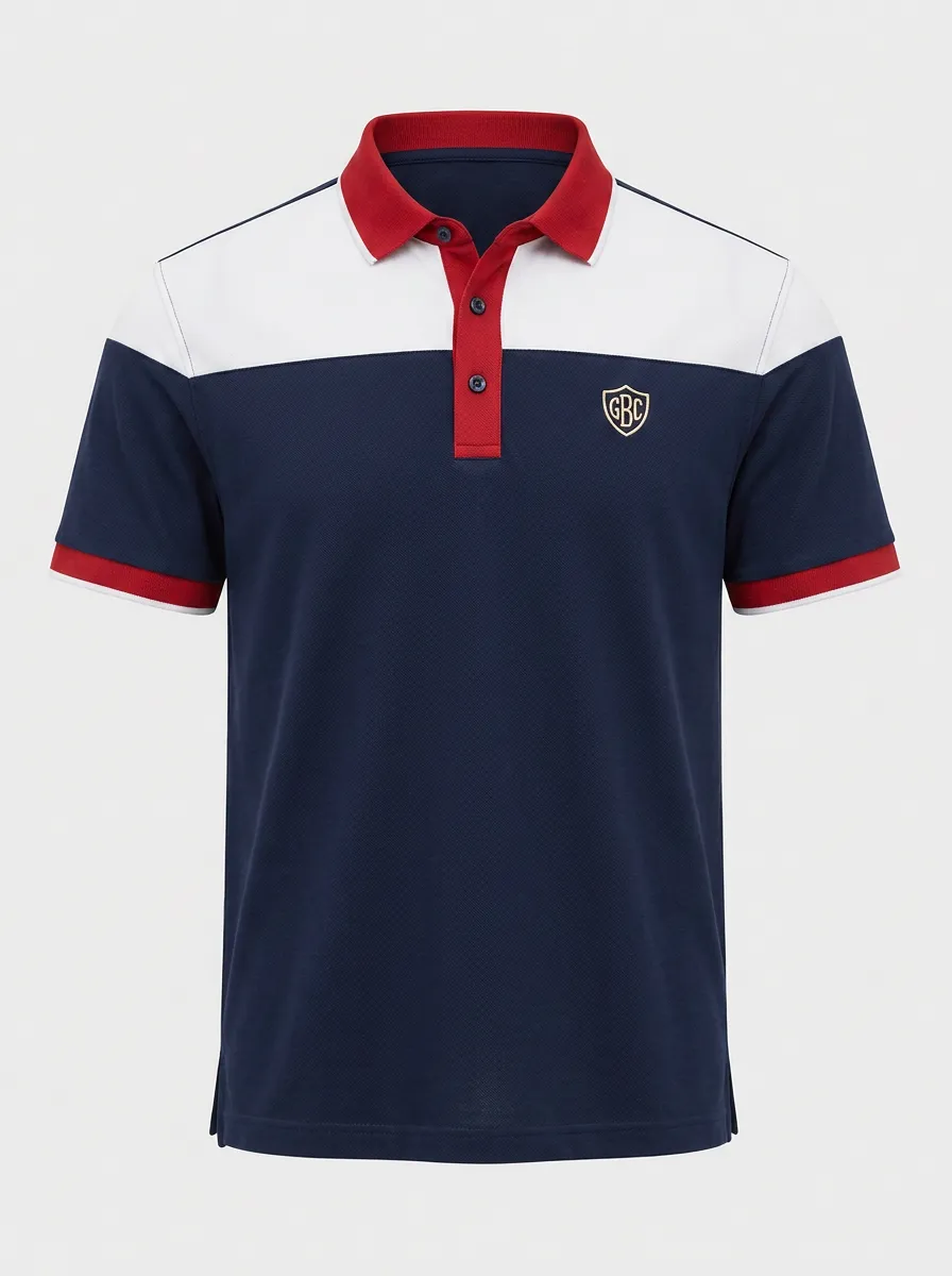 Men's Casual Sporty GBC Shield Logo Printed Polo Shirt