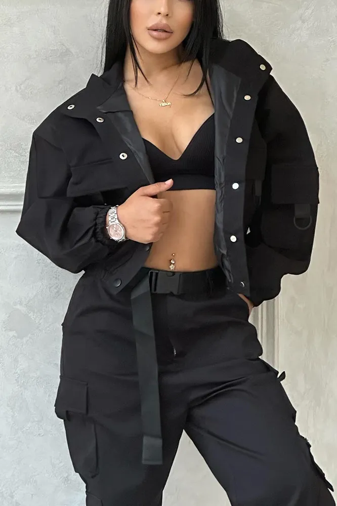 9PACK- Solid Color Pocket Jacket & Pants Two-piece Set