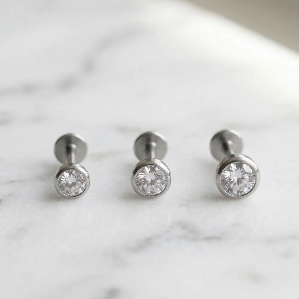 Titanium Crystal Jewelry Stud