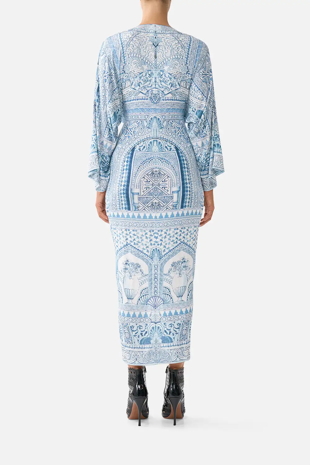 Printed Long Split Front Twist Dress