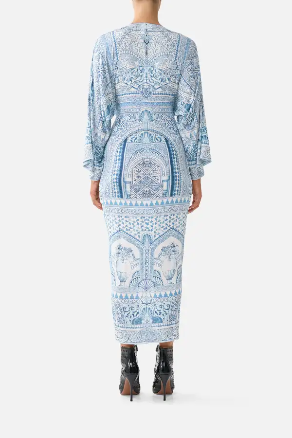 Printed Long Split Front Twist Dress