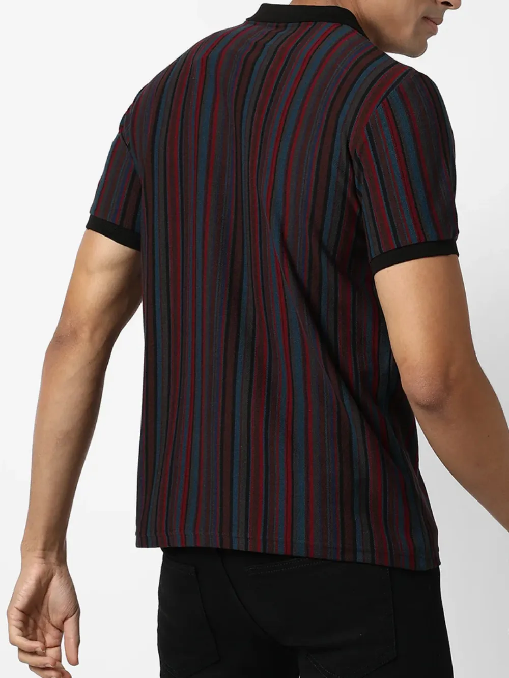 Striped Casual Style Cotton Polo T-Shirt