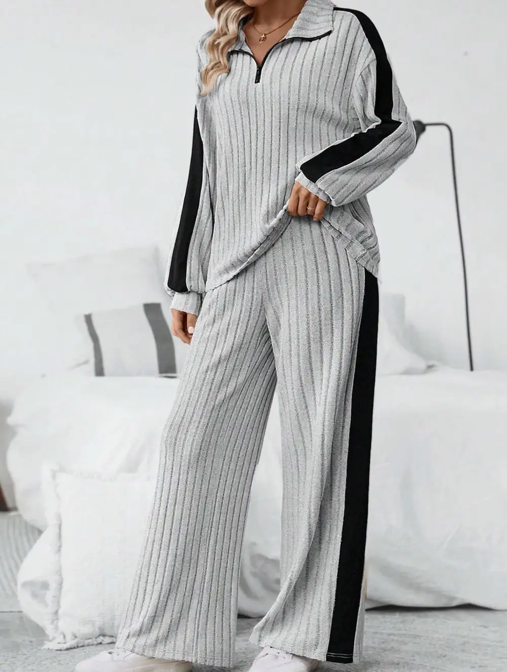 Oversized Sweatshirt and Wide-Leg Pants Suit