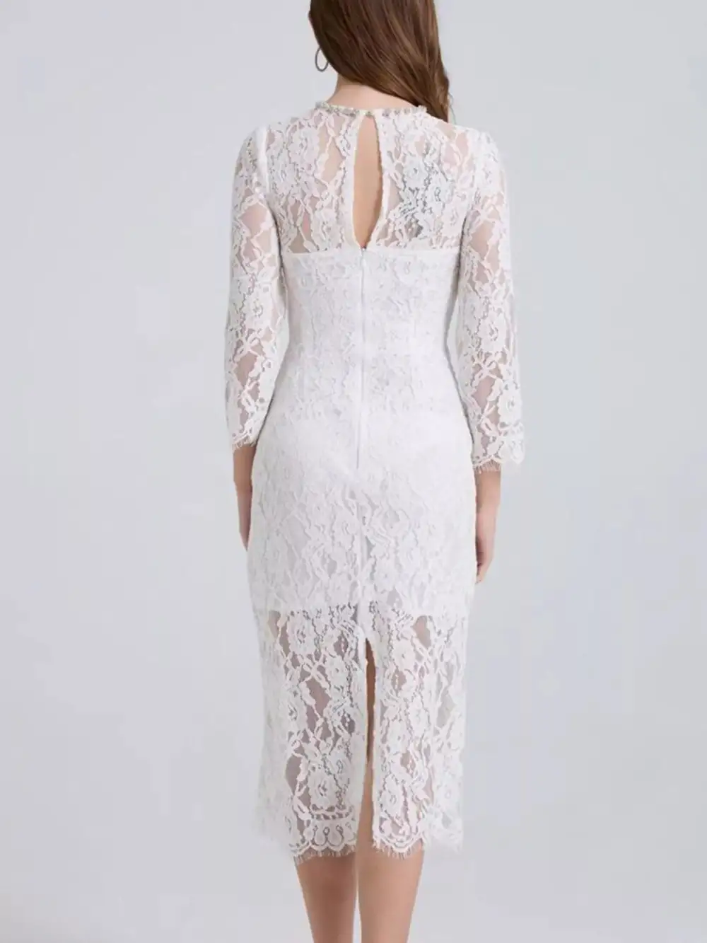 Lace Long Sleeve Midi Dress