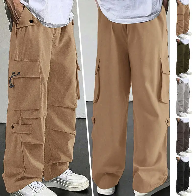 Men's Baggy Cargo Pants Pockets Waistband