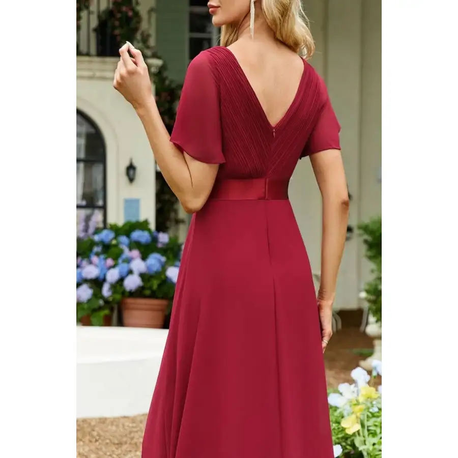 Surplice Flutter Sleeve Maxi Dress