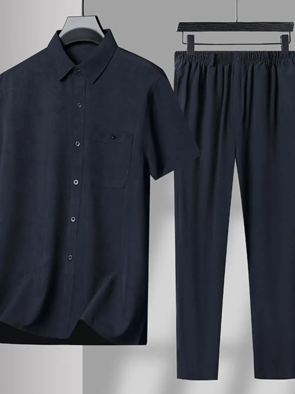 Button Up Short Sleeve Shirt and Pants Set