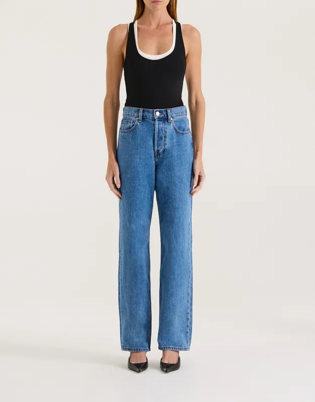 Indigo Wash High-Rise Straight Leg Jeans