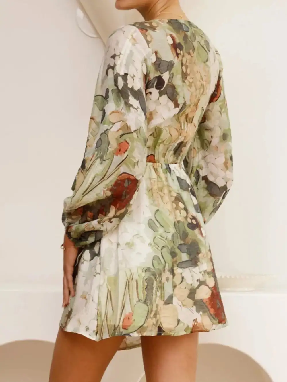 Tie Waist Long Sleeve Dress Casual