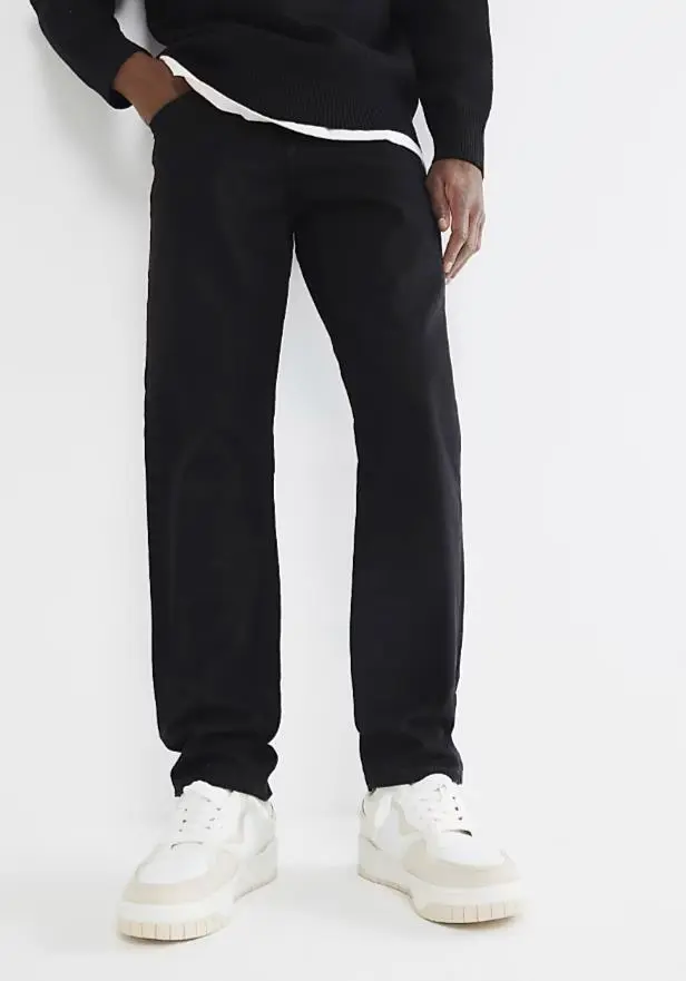 Black Casual Slim Fit Denim Trousers For Men