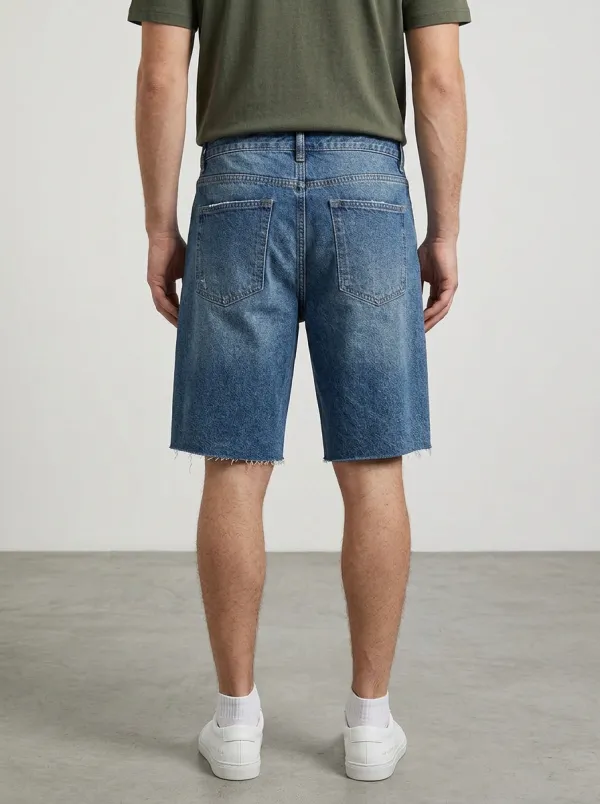 Men's Everyday Distressed Raw Hem Distressed Denim Shorts