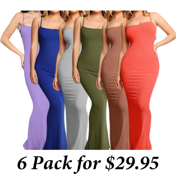 6PACK-Modal Built-In Shapewear Dresses