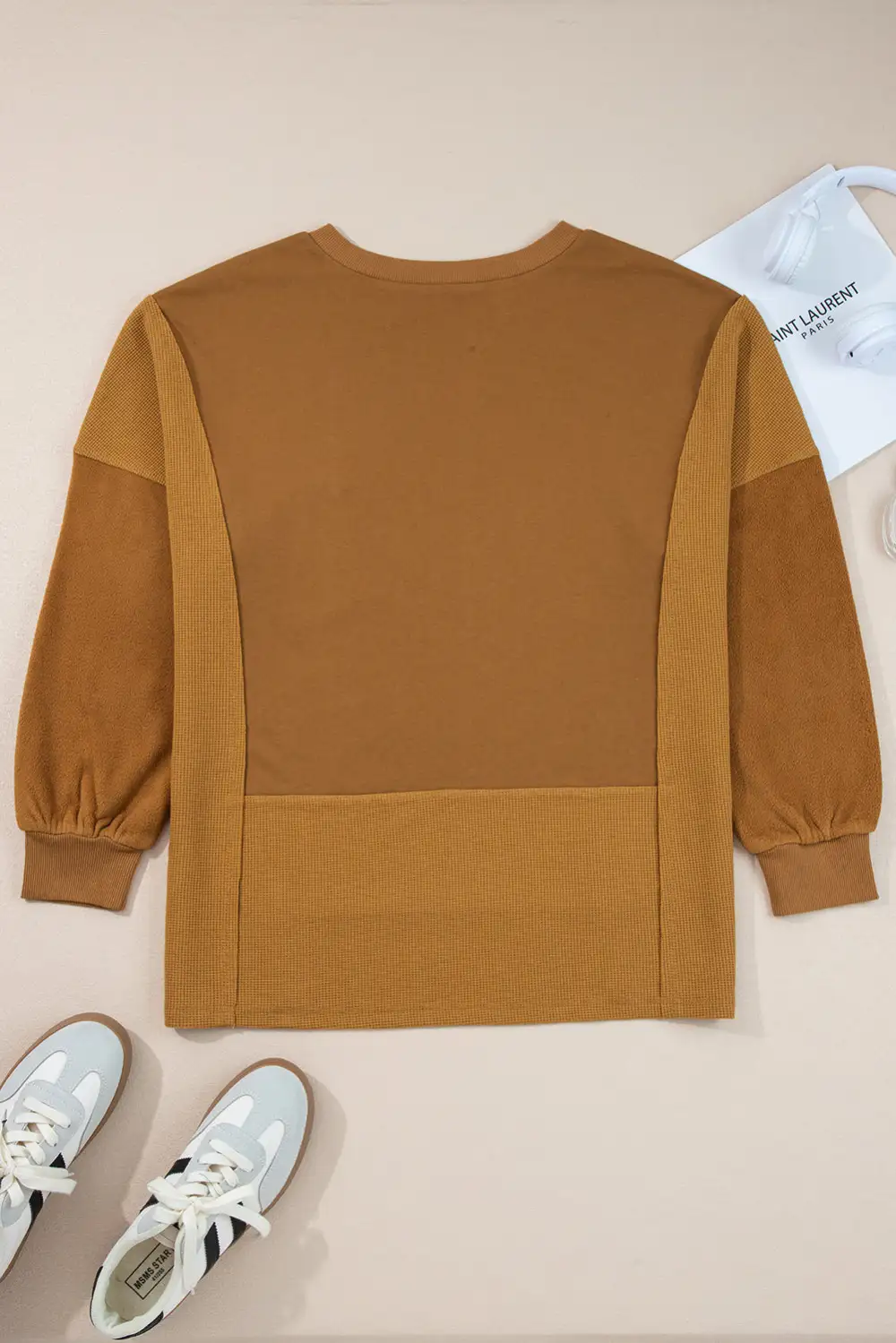 Relaxed Patchwork Textured Sweatshirt