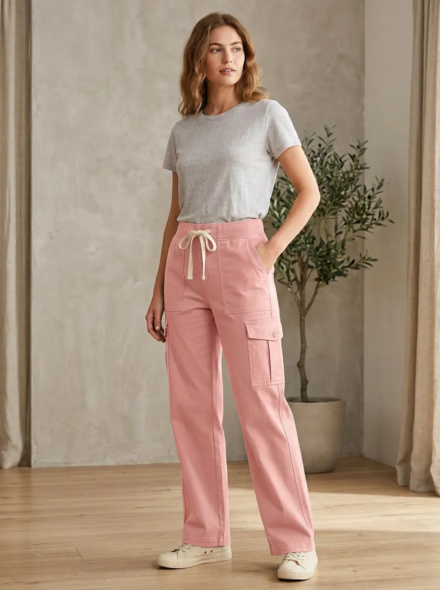 Women's Coastal Inspired Cargo Pocket Cargo Cargo Work Pants