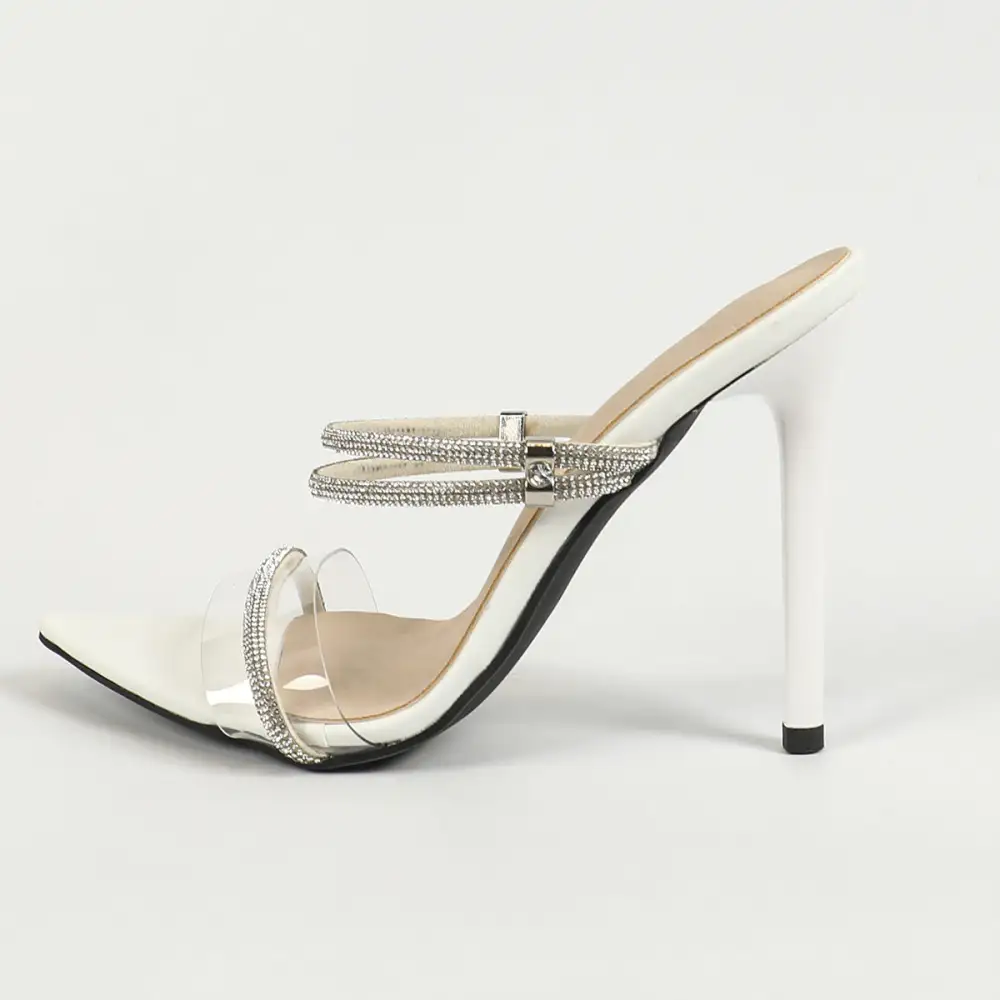 Rhinestone Detail Open Toe Stiletto Sandals