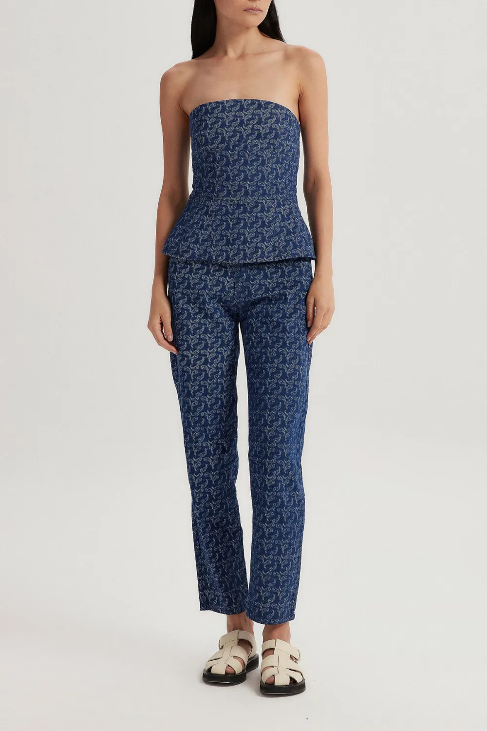 Textured Denim Pants