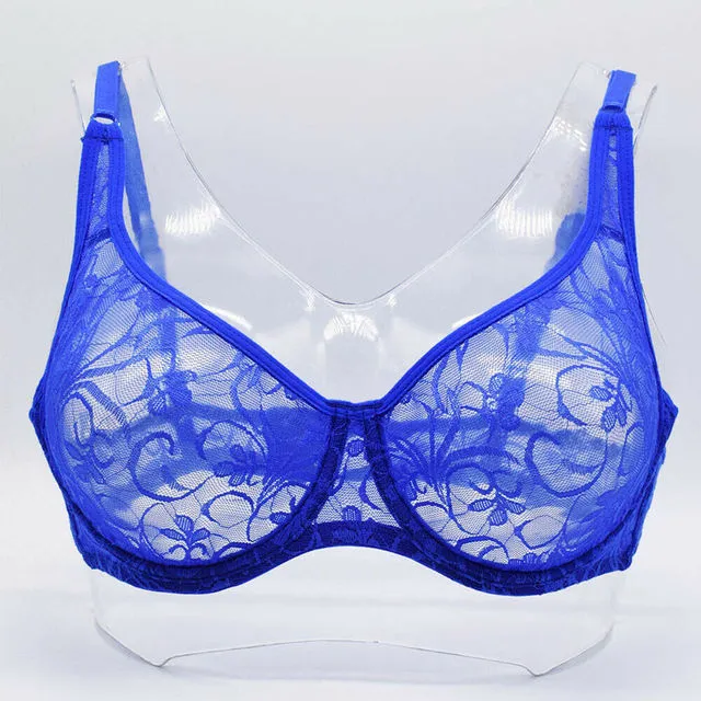 Plus-Size Floral Lace Cup Bra