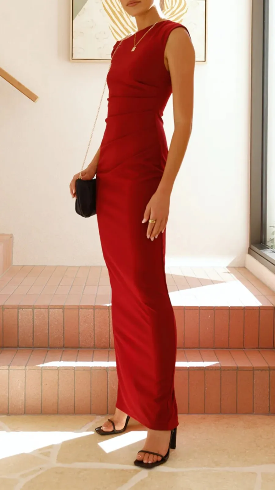 High Asymmetrical Neckline Dress