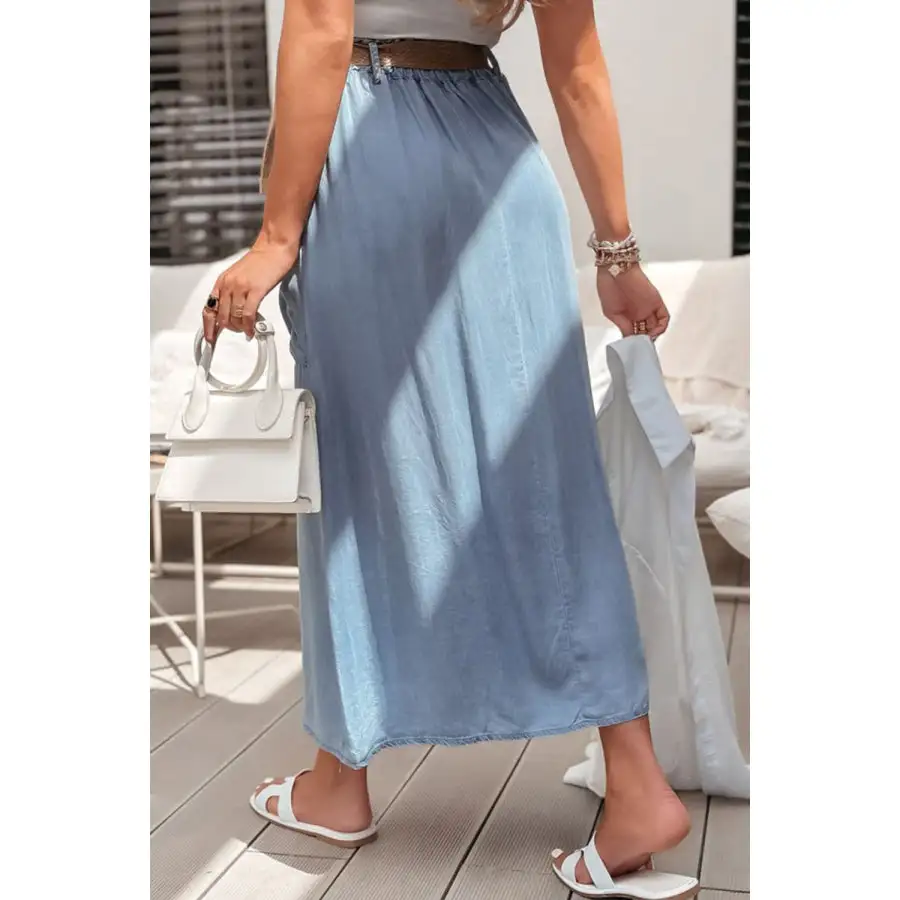 Frill Midi Skirt with Pockets