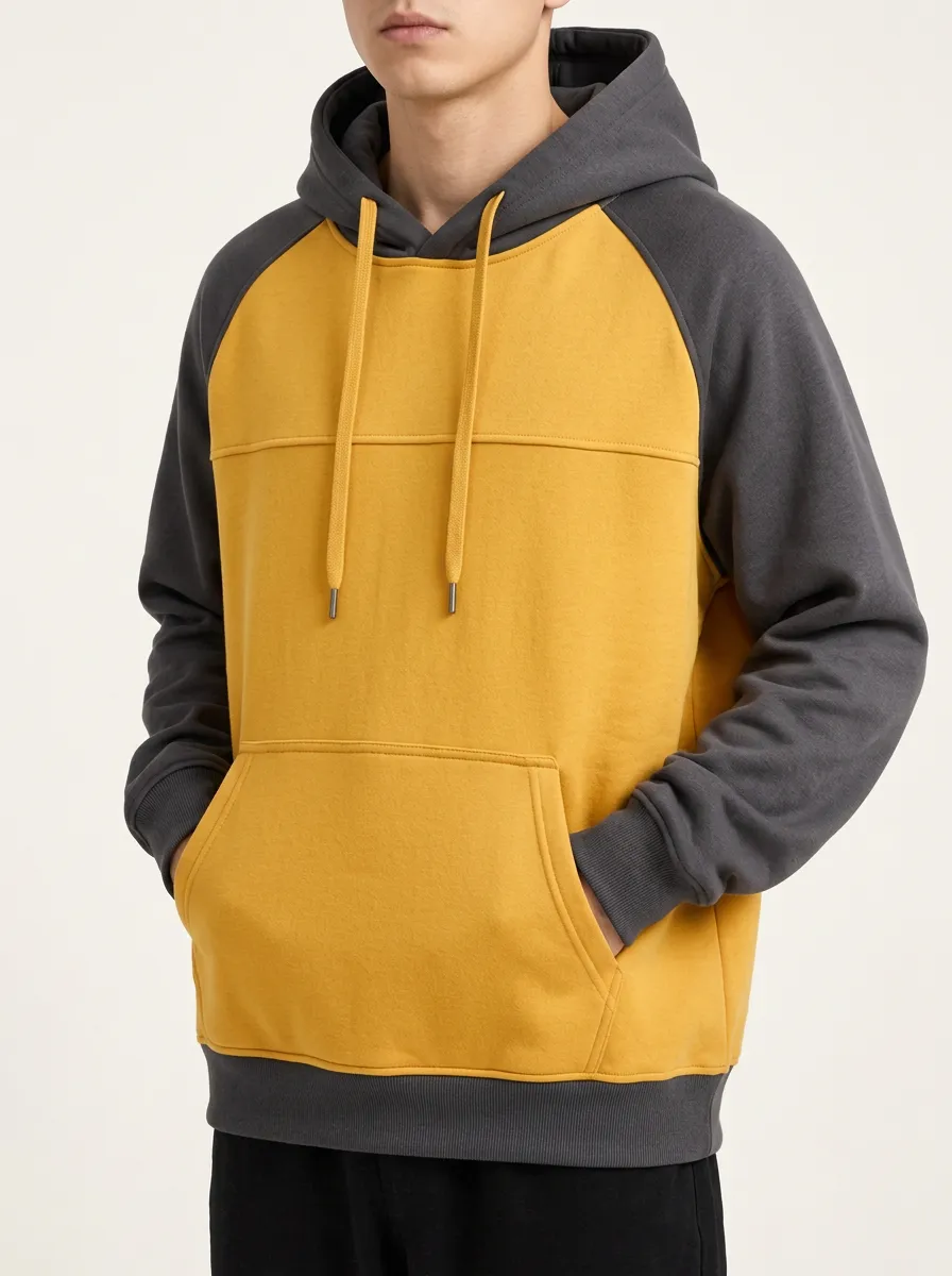 Everyday Mustard and Grey Relaxed Hoodie for All Genders