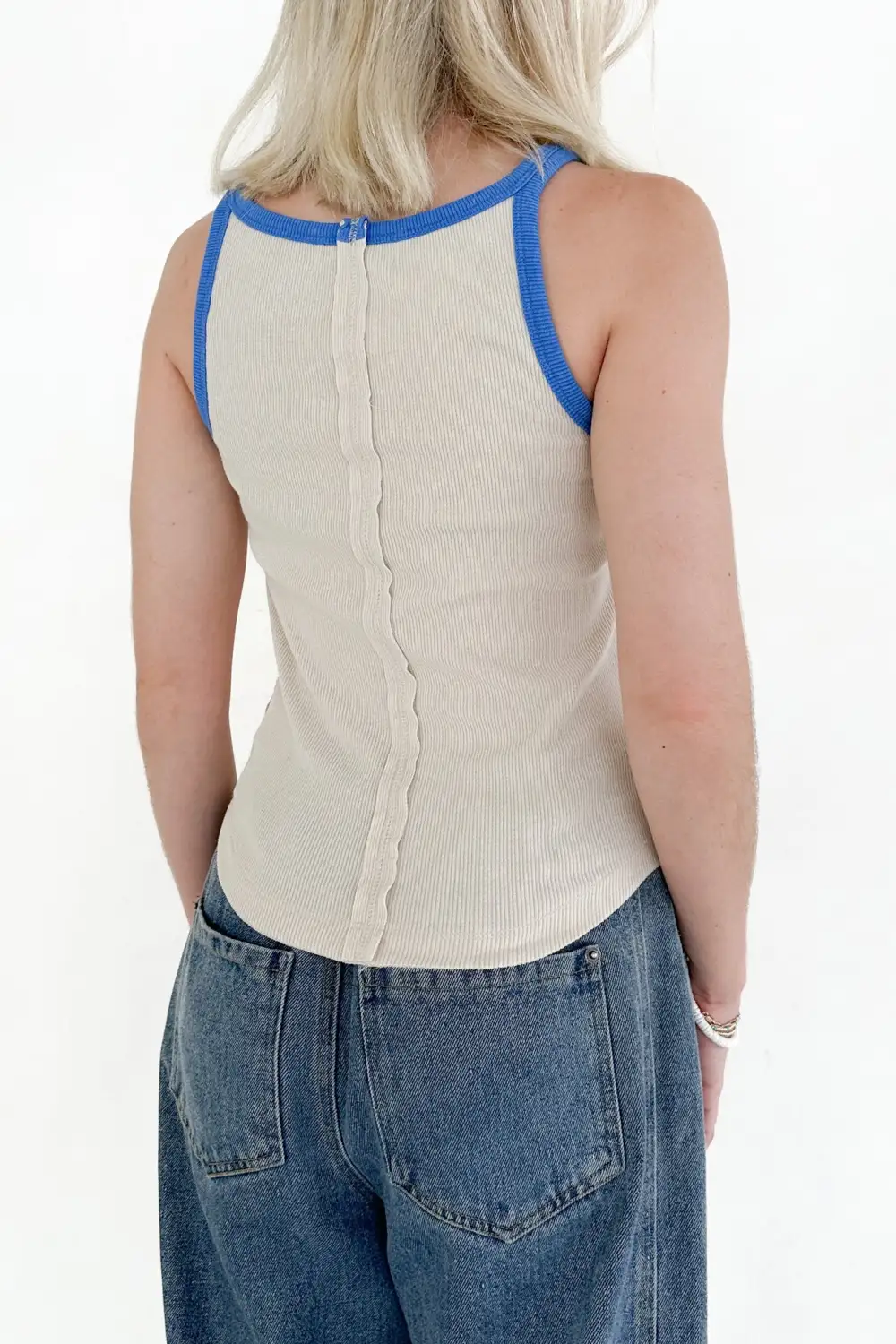 Tailored Soft Blocked Pattern Tank Top
