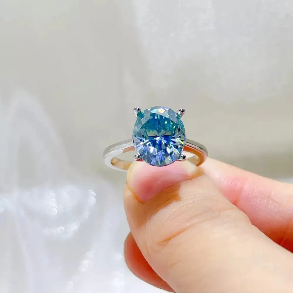 Clean Line Sterling Silver Moissanite Ring