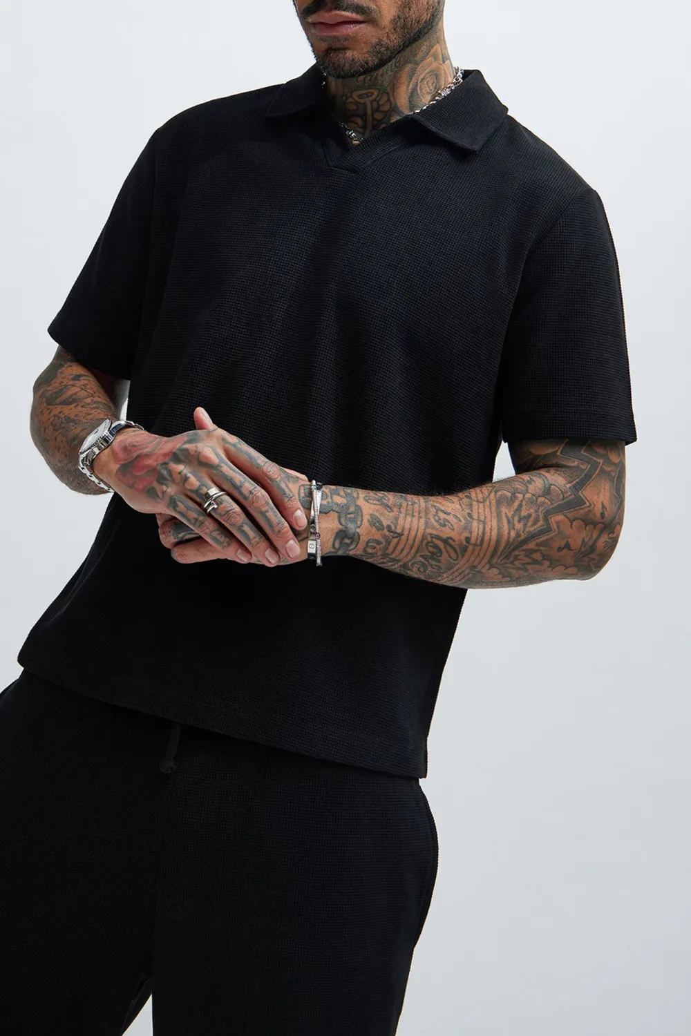 Casual Style Textured Polo Tops