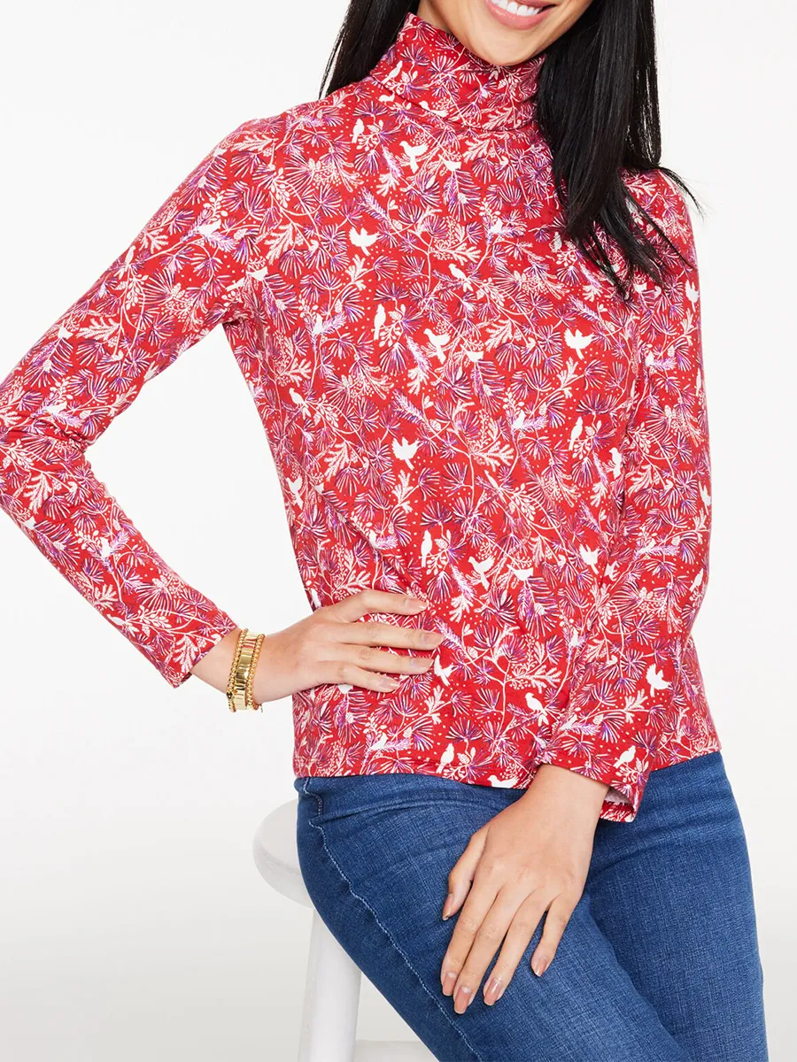 Women's Fashionable Floral And Bird Pattern Cotton Pullover Sweater