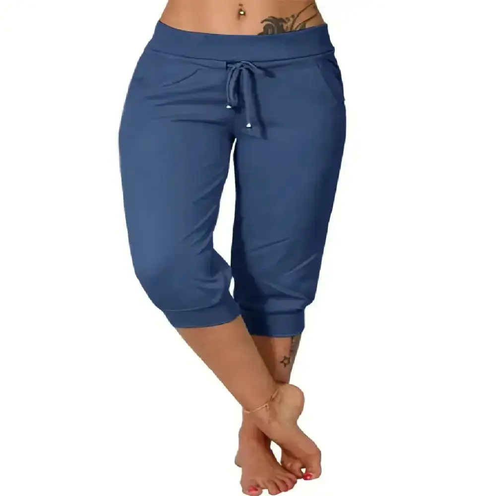 🔥Hot Summer Sale🔥Women’s Drawstring Capri Pants with Pockets for Casual Comfort Wear