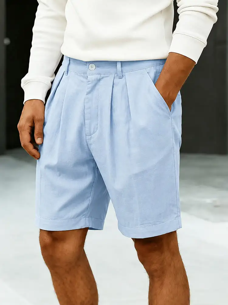 Men's High Rise Pleated Chino Shorts