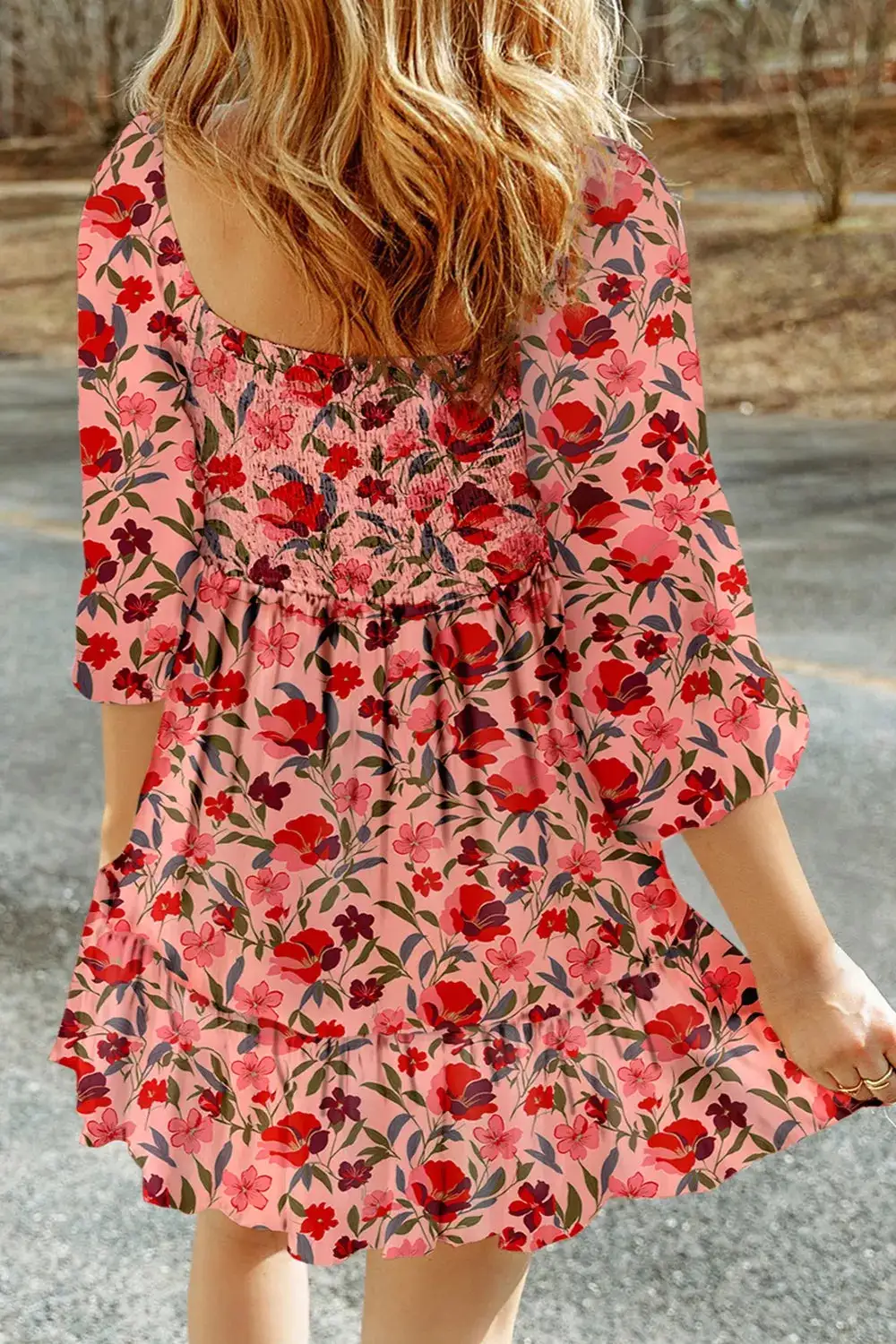 Floral Printed Smocked Mini Dress