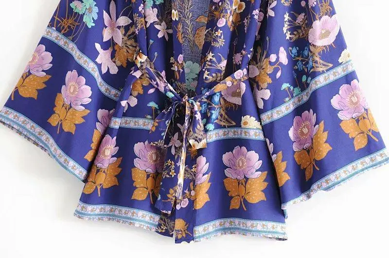 Floral Print Bat Sleeve Kimono Dress