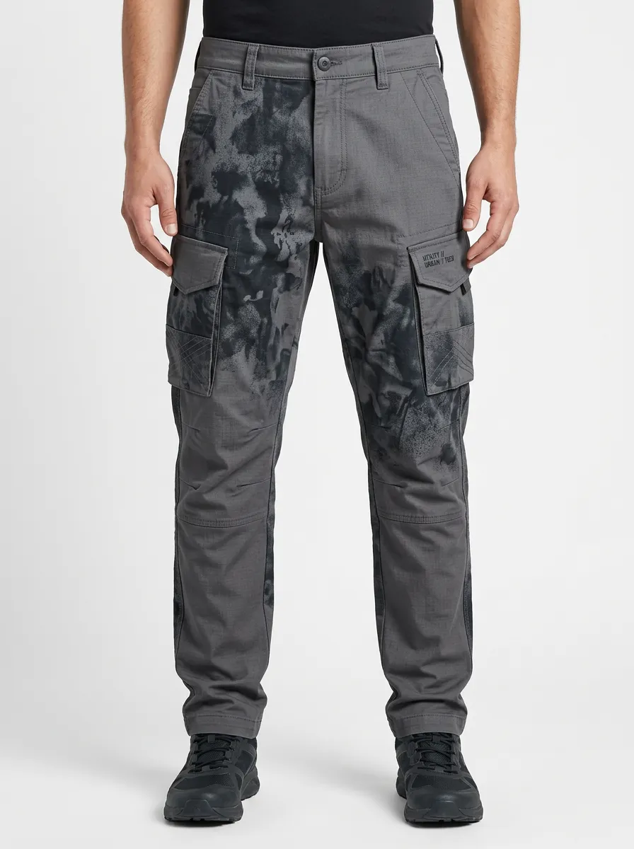Men's Abstract Wash Printed Cargo Pants