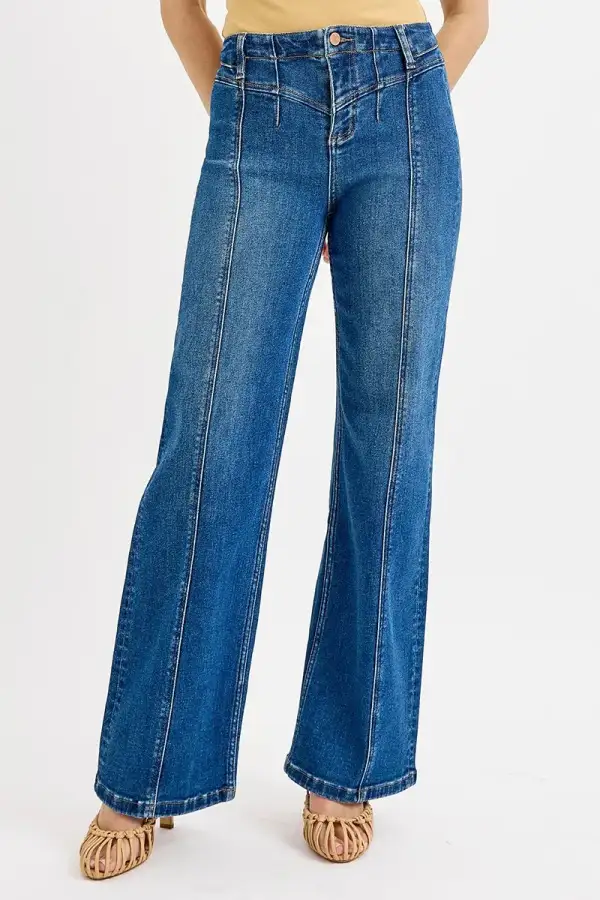 Front Seam Wide Leg Jeans