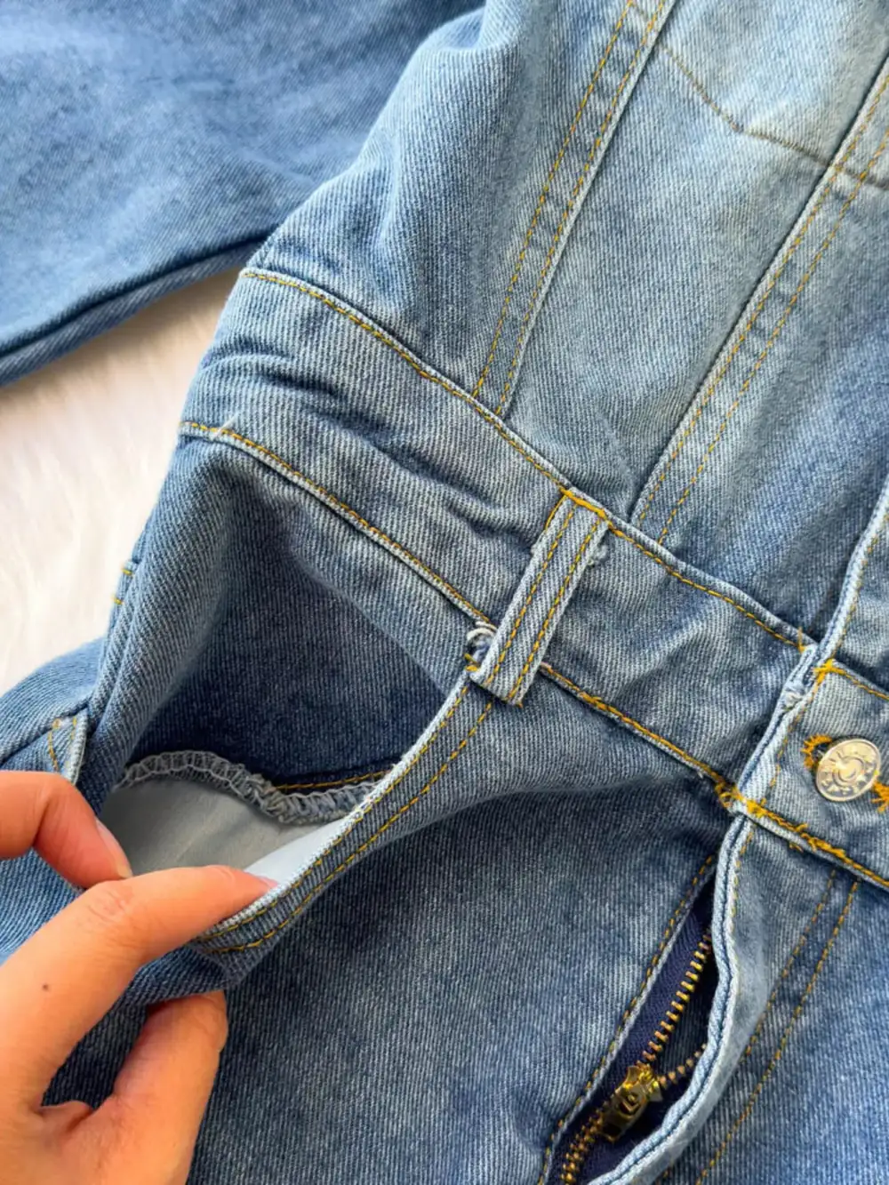 Button Front Wide Leg Jumpsuit Denim Pants