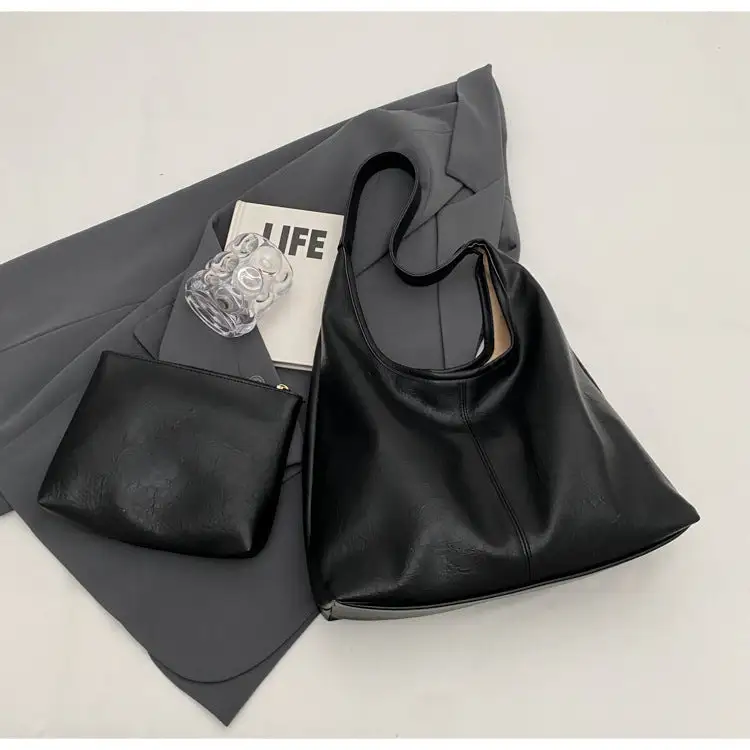 Roomy Faux Leather Baguette Bag