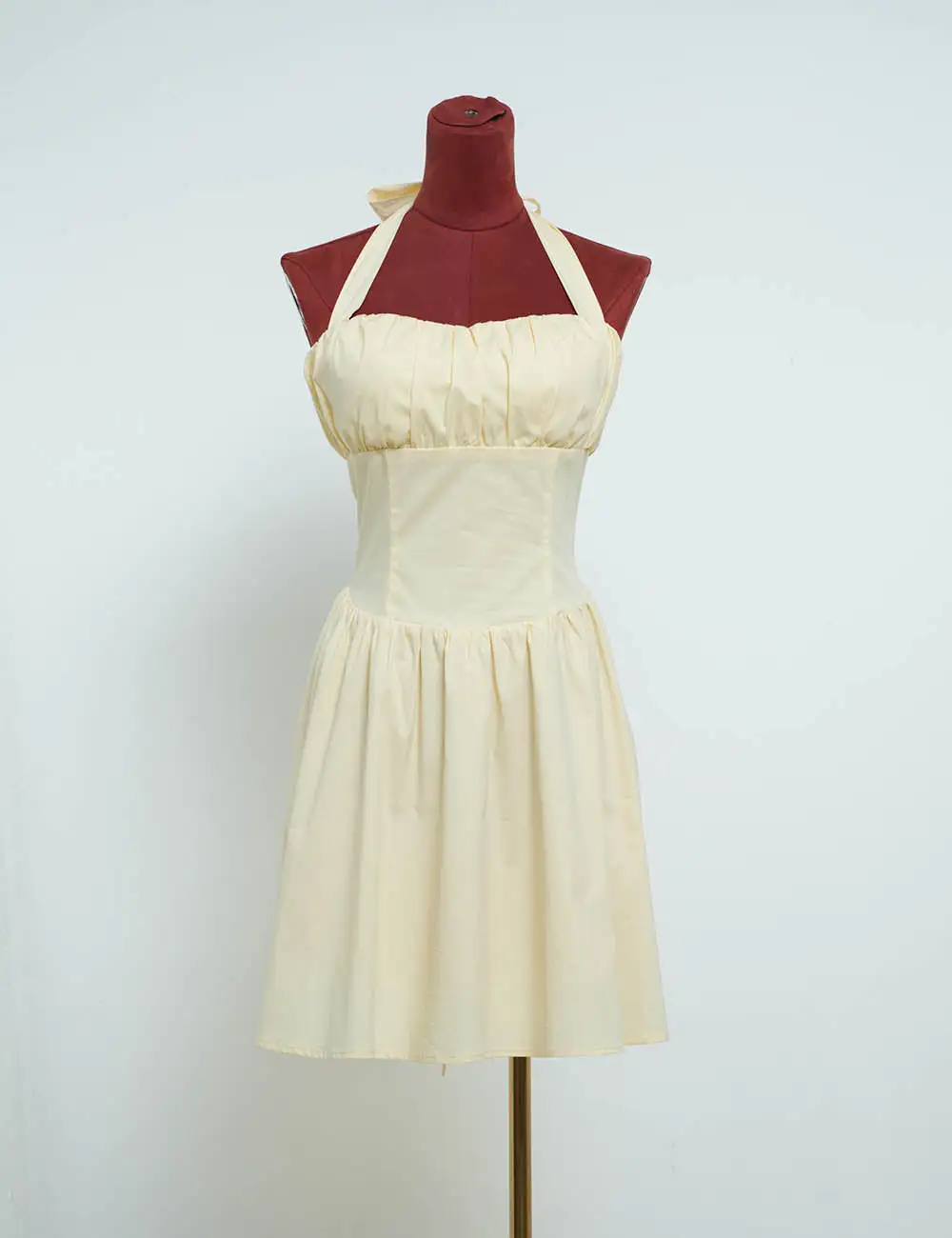 Chic Halter Neck Back Ruched Mini Dress