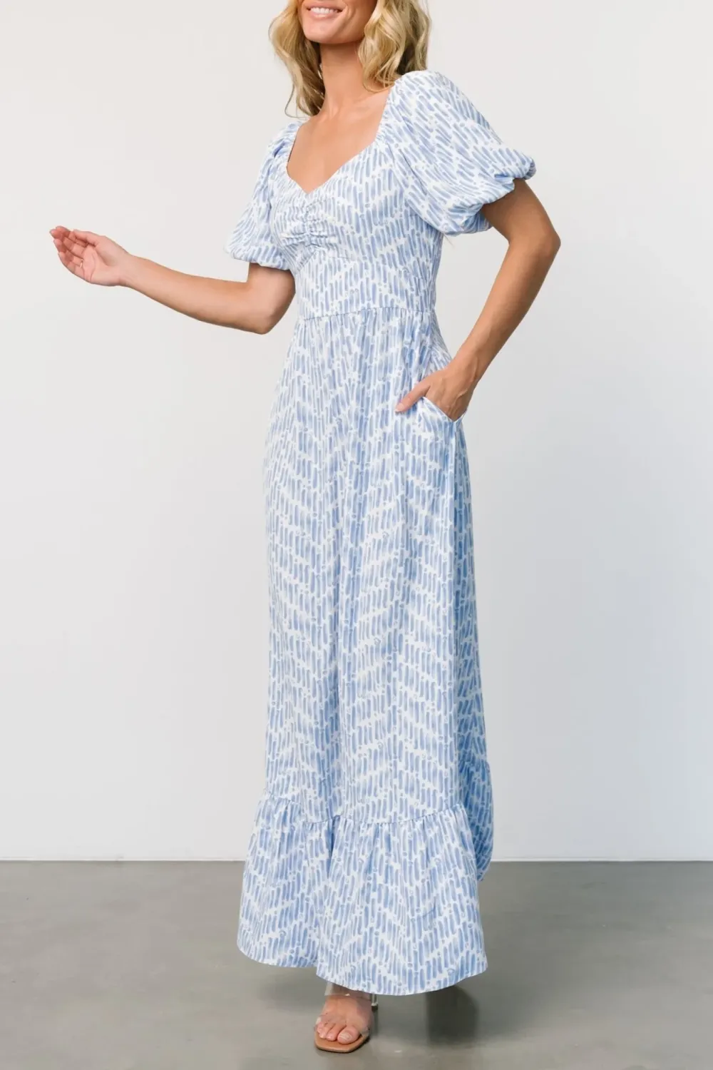 Ethereal And Breathable Chiffon Blue Printed Dress