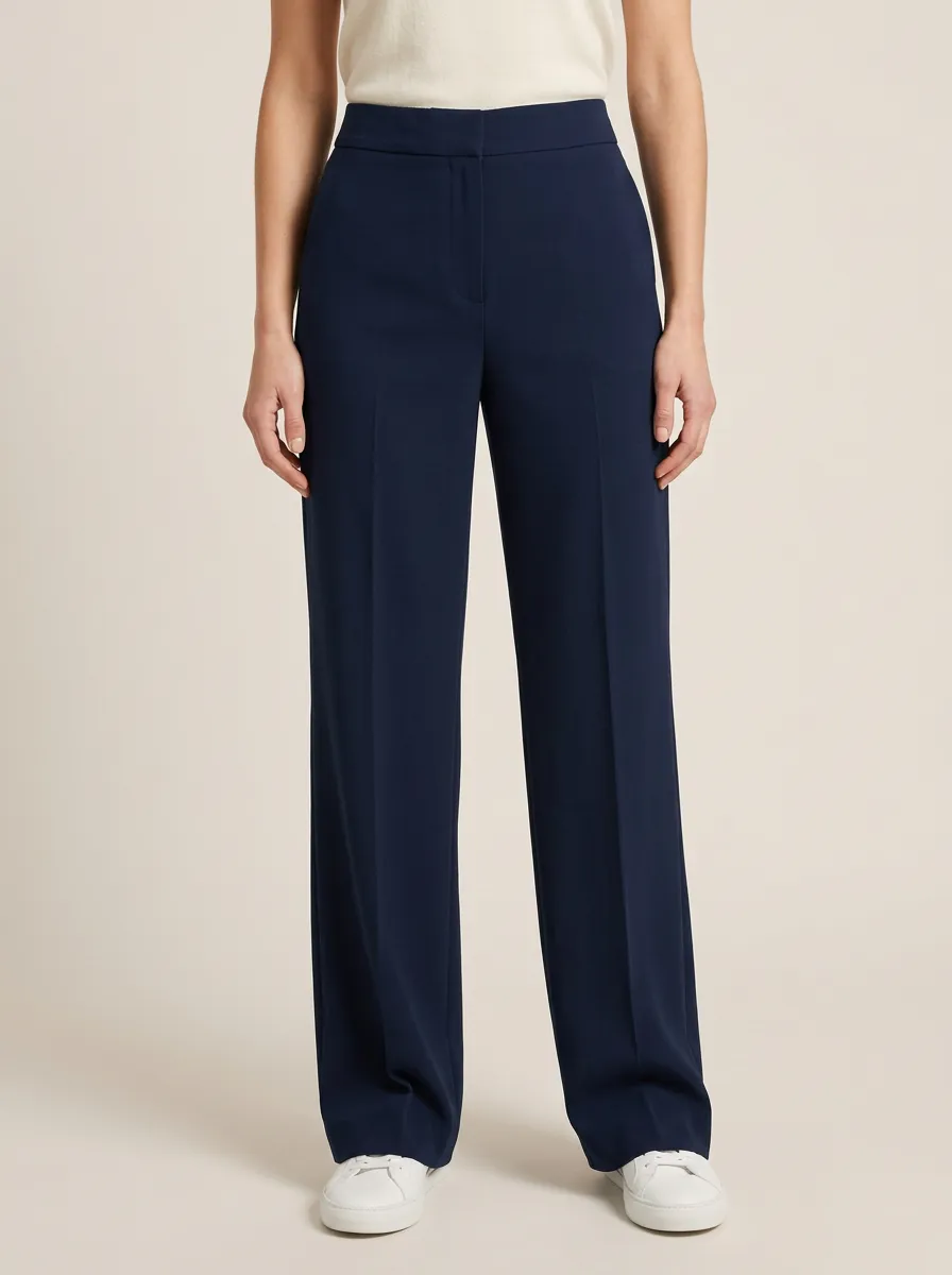 Clean-Line Tailored Wide-Leg Trousers
