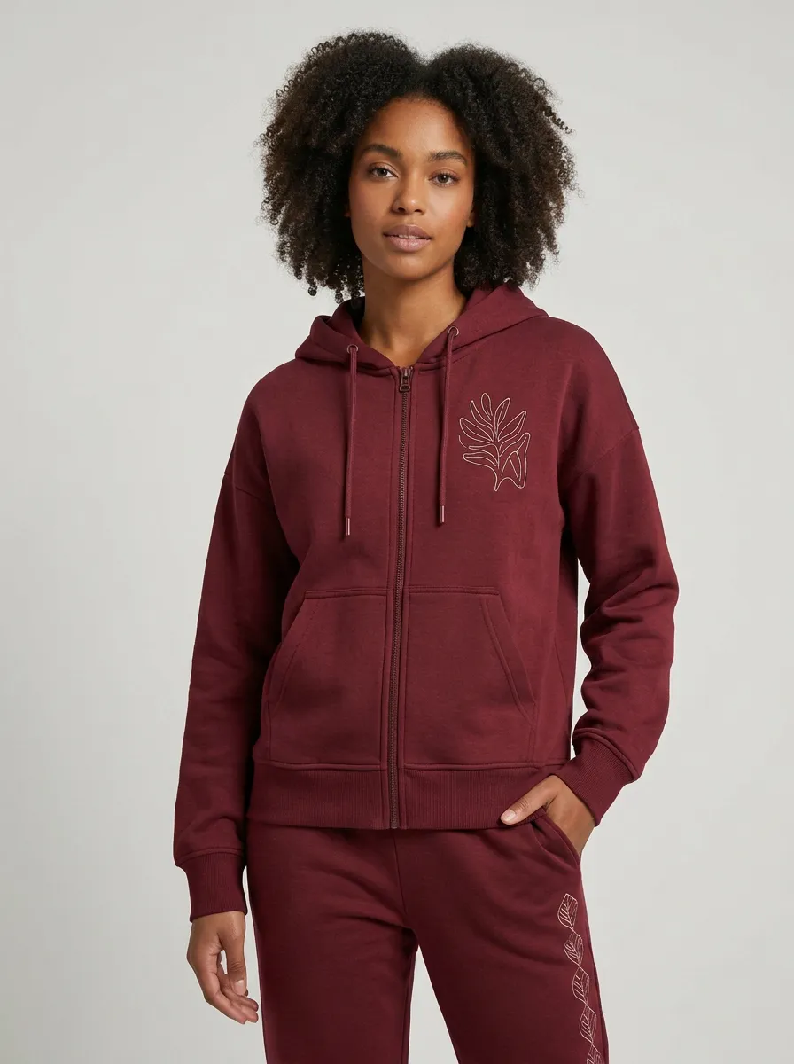 Women's Sage Green Relaxed Fit Zip-Up Hoodie Jacket & Jogger Set