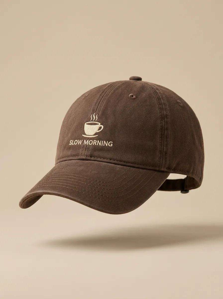 Contemporary Coffee-Lover Slow-Morning Embroidered Unisex Baseball Cap