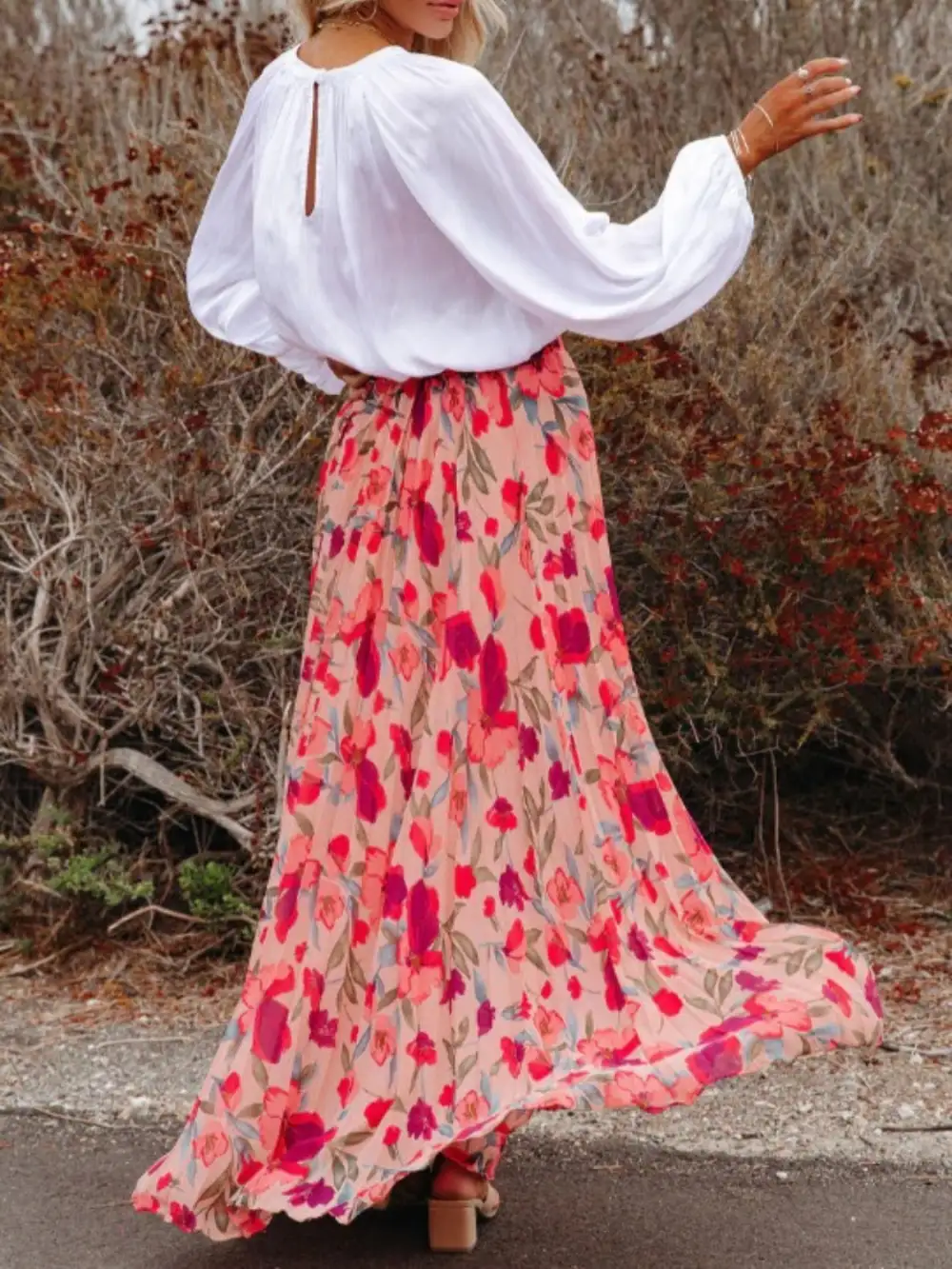 Structured Pleated Printed Skirt