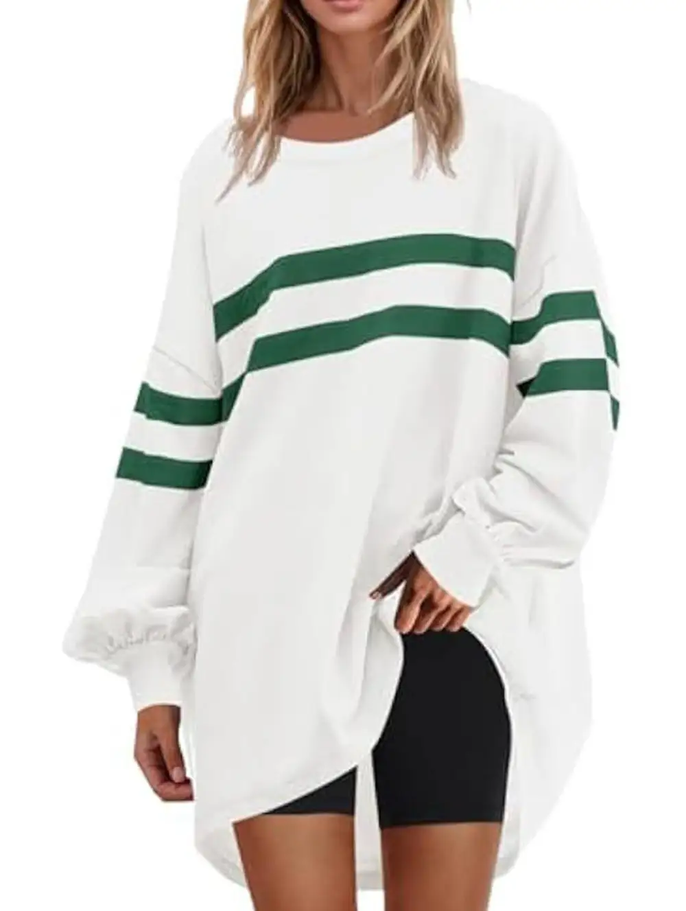 Striped Crew Neck Loose Sweatshirt