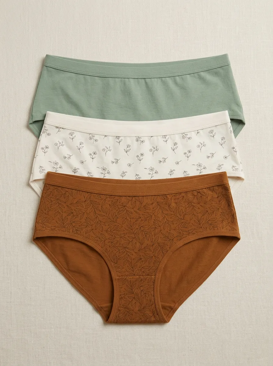 Floral Leaf-Pattern Brief Set